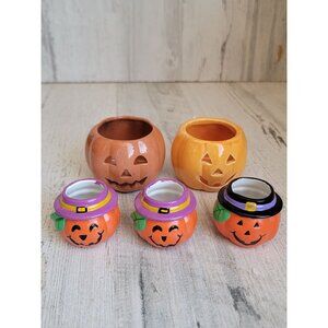 Mini pumpkin tealight candle holder jack o lantern pumpkin Halloween set